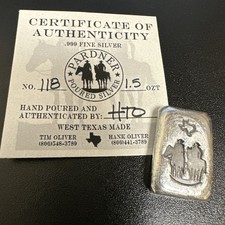 2023 1.5 Oz PARDNER Poured Silver Puncher Bar with COA #118 110.00 per troy oz