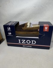 Izod Slippers Men's 8-9 Brown Sherpa Indoor Outdoor Memory Foam