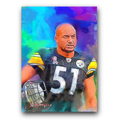 James Farrior #2 Art Card Limited 4/50 Edward Vela Signed (Pittsburgh Steelers)