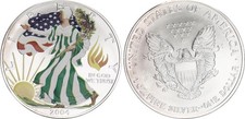 USA 1 DOLLARO 2004 AMERICAN EAGLE LIBERTY 1oz ARGENTO COLORATO PRIMAVERA 137544