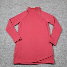 Athleta Dress Womens Medium Red Cozy Karma Fleece Sweatshirt Mock Neck Asym Zip