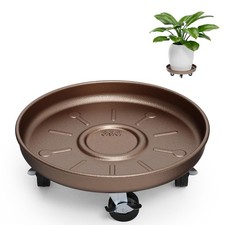 Plant Caddy With Wheels 14" Metal Plant Saucers for Indoors 390 Lb Capacity