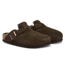 Birkenstock Boston Shearling Suede Mocha Clogs Women's Shoes Medium/Narrow