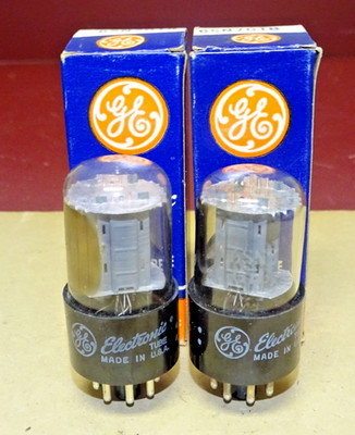 Pair, General Electric Type 6SN7GTB Radio/Audio Tube, NOS