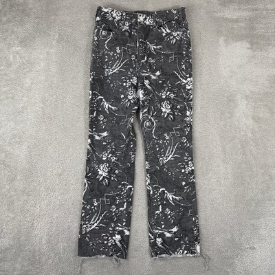 Anthropologie Pilcro Pants Womens 29 Gray Floral Toile High Rise Cigarette Denim