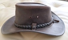 BC Australia Sz Large Dark Brown Hand Made Genuine Steer Hide Hat