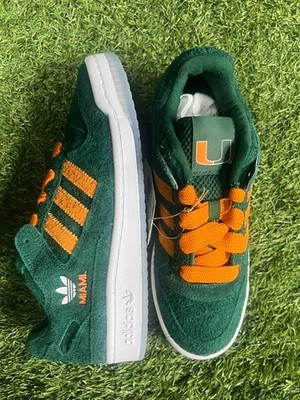 NEW Adidas Miami Hurricanes Forum Low CL Men Shoes Green Orange HQ7483 Size 7