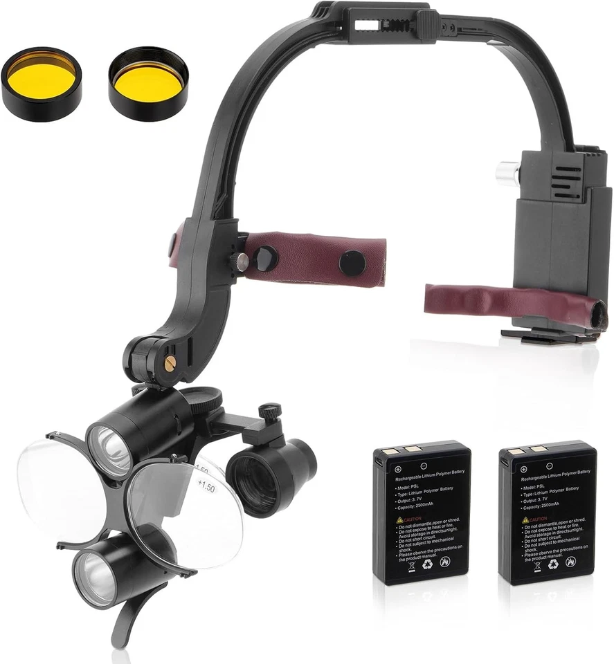 Lupas dentales ergonómicas premium con luz LED ajustable - aumento de 3,5X Foto 3 de 4