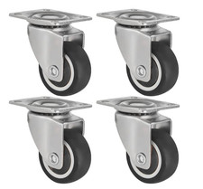 4x Heavy Duty 50mm 180kg Rubber Swivel Castor Wheels Trolley Furniture Caster