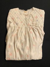 Vintage Barbizon Quilted Long Satin Feel Floral Nightgown Lace Trim Large Pretty