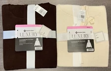 Lot of 2 Member's Mark Cashmere Blend Hoodies (Brown/Ivory) - Multiple Sizes!