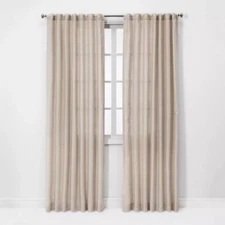 Threshold Light Filtering 100% Linen Single Natural Khaki Curtain Panel 54 x 95