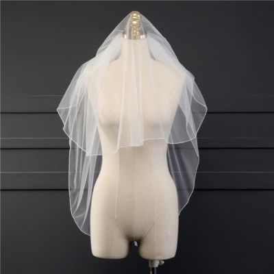 Two Layer Elbow Length Pencil Edge Wedding Veil with Comb -VL5001