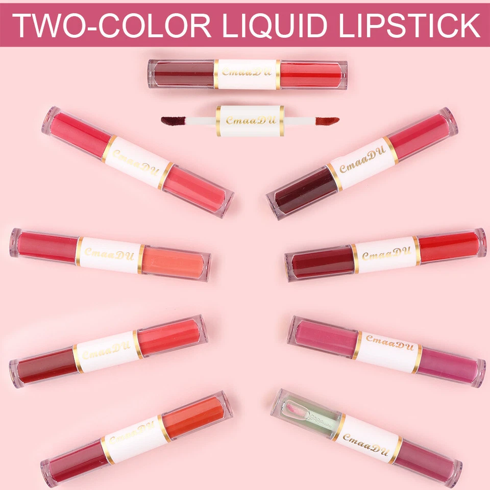 8 Color 4Pcs/Gift Set Dual Ended Design 2 IN 1 Velvet Matte Lipstick Lip Gloss - Image 3 of 4