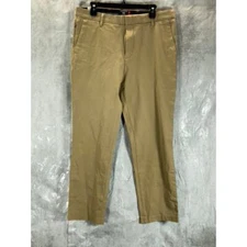 DOCKERS Men's Tan Slim-Fit Flat Front City Tech Trousers SZ 34X30