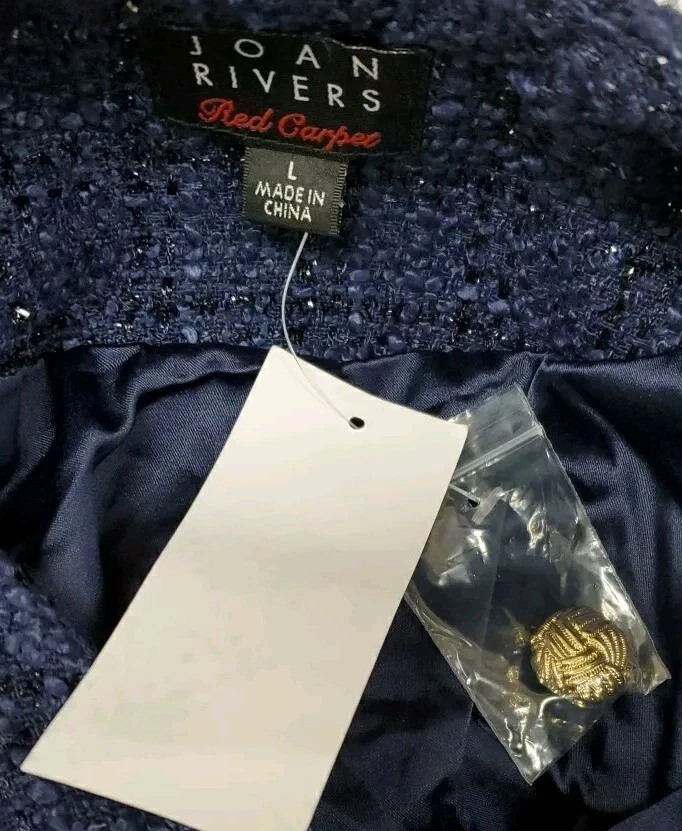 Nuevo Blazer Joan Rivers Alfombra Roja Boucle 4 Botones con Bolsillos Azul Talla Grande Foto 4 de 4