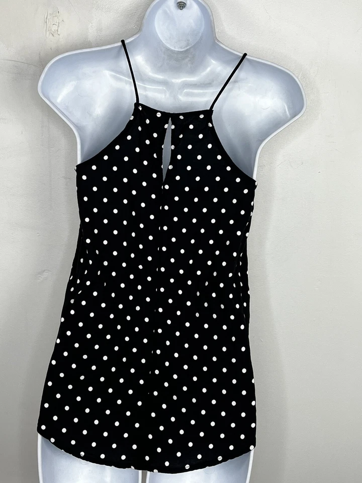 No Boundaries Junior Tank Top Sz XS Black White Spaghetti Strap Scoop Neck - Image 2 of 4