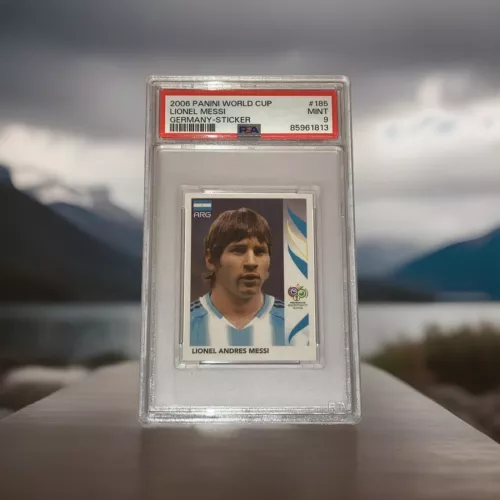 2006 PANINI WORLD CUP LIONEL MESSI ROOKIE RC STICKER ARGENTINA #185 PSA 9 RARE