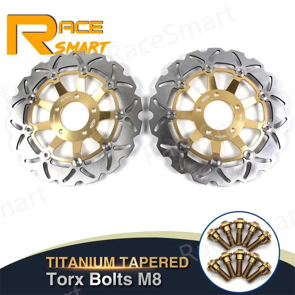 Rotores de disco de freno delanteros traseros + tornillos de montaje para Suzuki RF600R 1993-1997 Foto 3 de 4