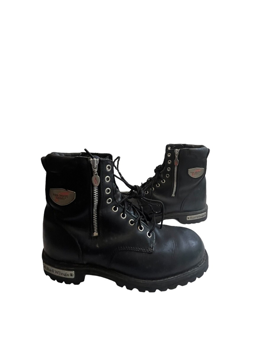 Red Wing Mens Black Leather Side Zip Moto Biker Boot Size US 8.5 Vintage Red Wing Zipper Moto Boots 8.5 Men main image 3