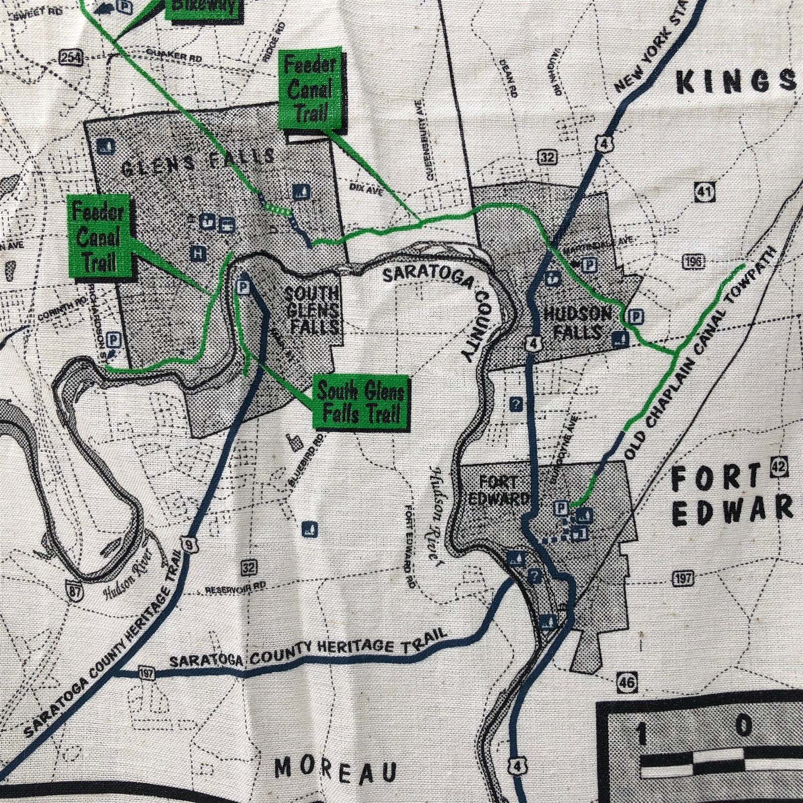 Glens Fall NY Bandanna Bicycle Trail Map Gem