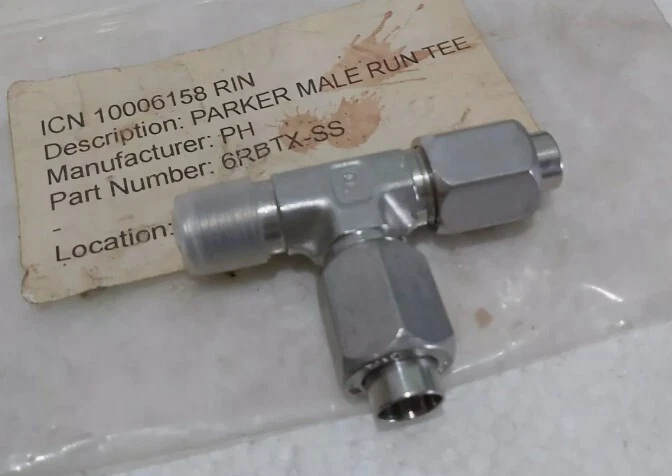 3/8 Tube x 3/8 Tube x 1/4 MNPT 316ss Male Run Tee PARKER 6RBTX-SS - Image 2 of 2