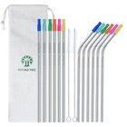12 x Eco Metal DRINKING STRAWS  Stainless Steel 2x Cleaning Brush