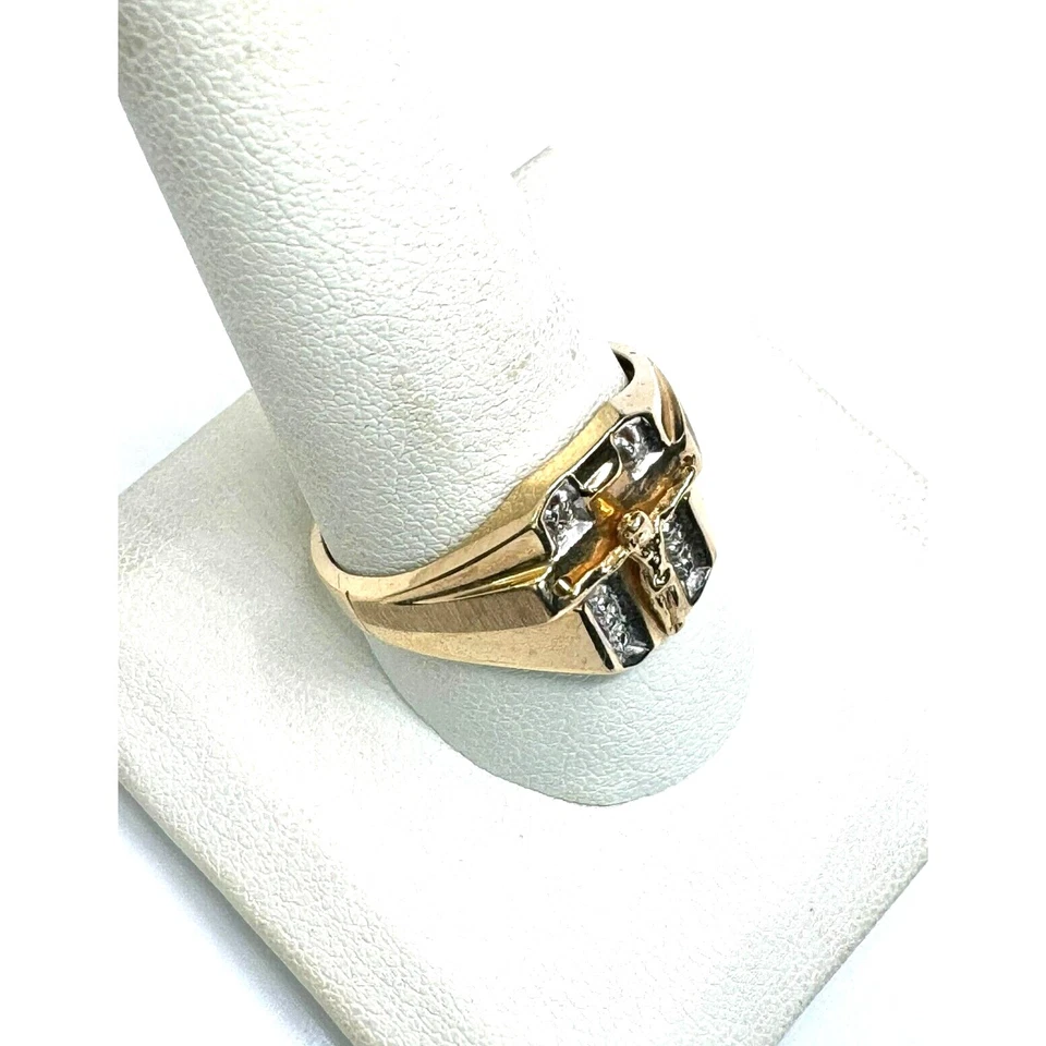ANILLO CRUSIFIX ORO AMARILLO Y DIAMANTES PARA HOMBRE TALLA 11 CIELO Foto 4 de 4