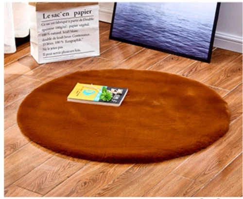Soft Round Faux Rabbit Fur Rug Fluffy Wool Carpet Bedroom Living Bedroom Mat - Picture 19 of 25