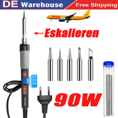 Profi Lötkolben Set Lötset Feinlötkolben Regelbar Soldering Iron Kit 90W 220V DE