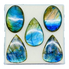 Natural Labradorite 5 Pcs 38-41mm Huge Flashy Loose Untreated Cabochon Gemstones