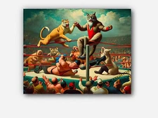 Wrestling WWE compete humorous & surreal twist anthropomorphized Art #4 Reprint