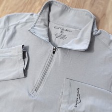 Eddie Bauer Sport Active Fit Mens Gray 1/4 Zip Pullover Long Sleeve Shirt Logo