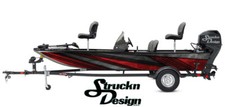 Clouded Gray Angled Pointed Light Red Fish Bass Boat Black Decal Wrap USA Vinyl