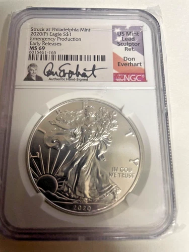 2020 (P) $1 Silver American Eagle NGC MS69 Early Releases Emergency Production