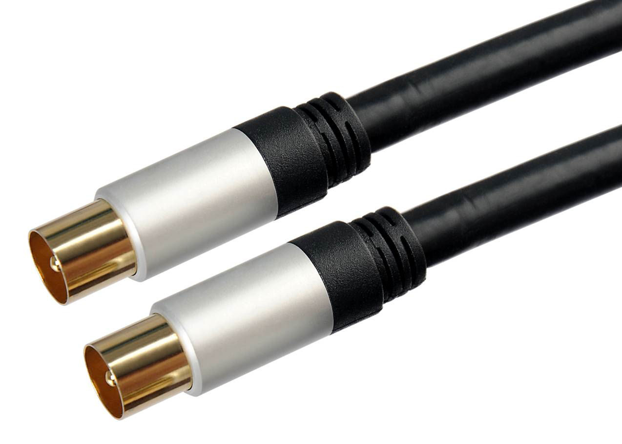 Deluxe 2m TV Aerial Lead Male 24k Gold Plated Pure OFC Coax Cable
