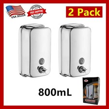 2 Pack Soap Dispenser Wall Mount Stainless Steel Manual Liquid Pump 800mL/27oz 