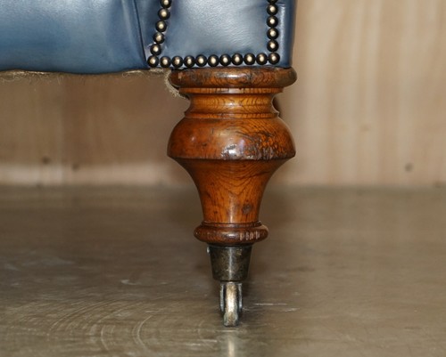 RESTAURIERTES WILLIAM IV UM 1830 CHESTERFIELD REGENCY BLAUES LEDER BUCKELSOFA - Bild 7 von 12