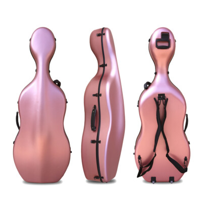 4/4 Cello Case Carbon Fiber hard shell with Wheels and Embedded handle Strong