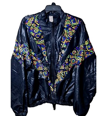    80's 90's Wind Breaker Jacket Stylish Retro Vintage Bright Colorful  Size L