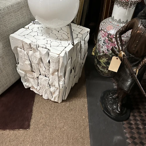 Uttermost Teak Root Farmhouse Teak Wood Bunching Cube in Whitewashed Finish - Picture 3 of 9