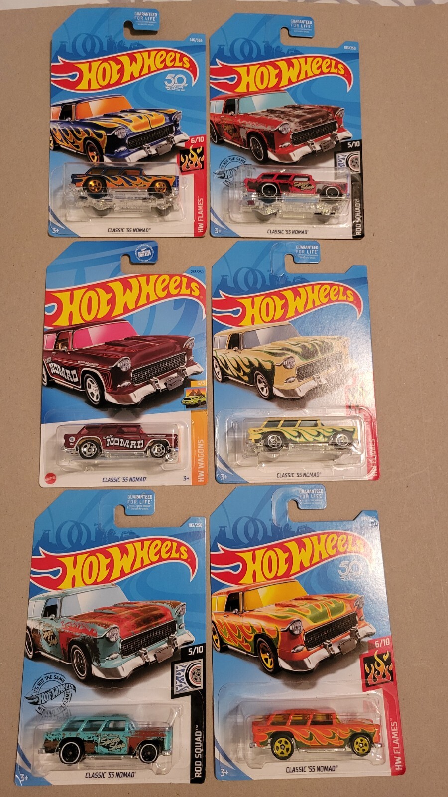 Hot Wheels - Classic '55 Nomad Lot (6 Cars) - Mainlines