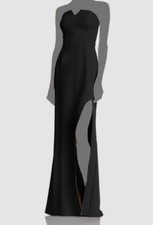  258 Aqua Womens Black Crepe Mermaid Gown Sleeveless Dress Size 4