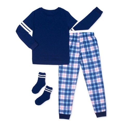 NWT 3-Piece Girls 10-12 Pajama set Long Sleeve Shirt & Pants BONUS w/ free Socks - Picture 2 of 4