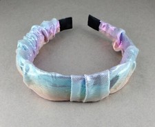 blue pink iridescent headband hair band scrunched shiny ombre mermaid colors