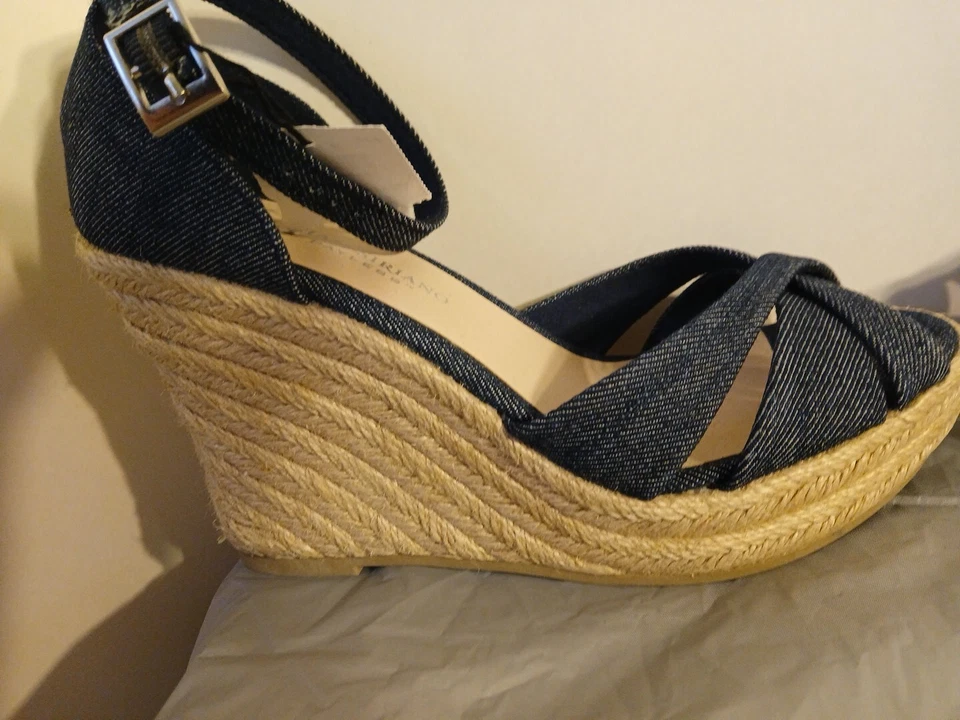 CHRISTIAN SIRIANO синий джинсовой ткани лодыжки ремень Espadrille платформе на танкетке каблуки 6,5 новый - Изображение 4 из 4