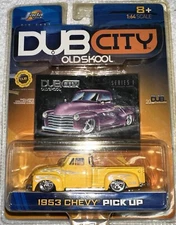 Jada Dub City Old Skool 1953 Chevy Pickup Truck Yellow w/White Flames 1:64