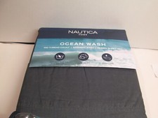 Nautica Home Ocean Wash Queen Sheet Set 400 TC Garment Washed Dark Grey New