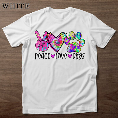 Dog Lover Peace Love Dogs TShirt, Tie Dye Rescue Puppy Pet Gifts Womens T-Shirt
