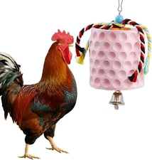 Chicken Coop Accessories, Chicken Beak Grinding Calcium Stone with Bell, Chicken